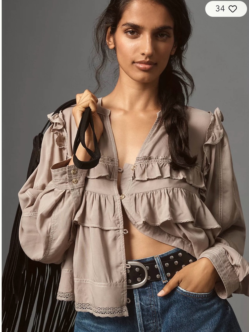 Long-Sleeve Ruffle Swing Blouse (L)
Pilcro by Anthropologie Retail: $128